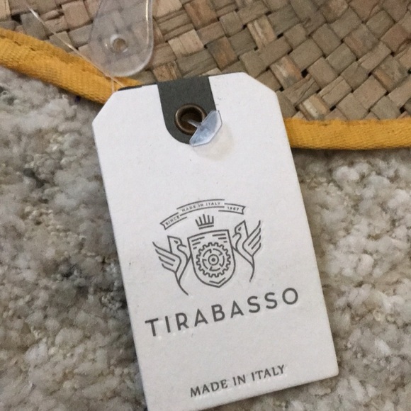 Tirabasso Straw Hat with Butter Yellow Rim and Bandanna Made in Italy New - Picture 3 of 5